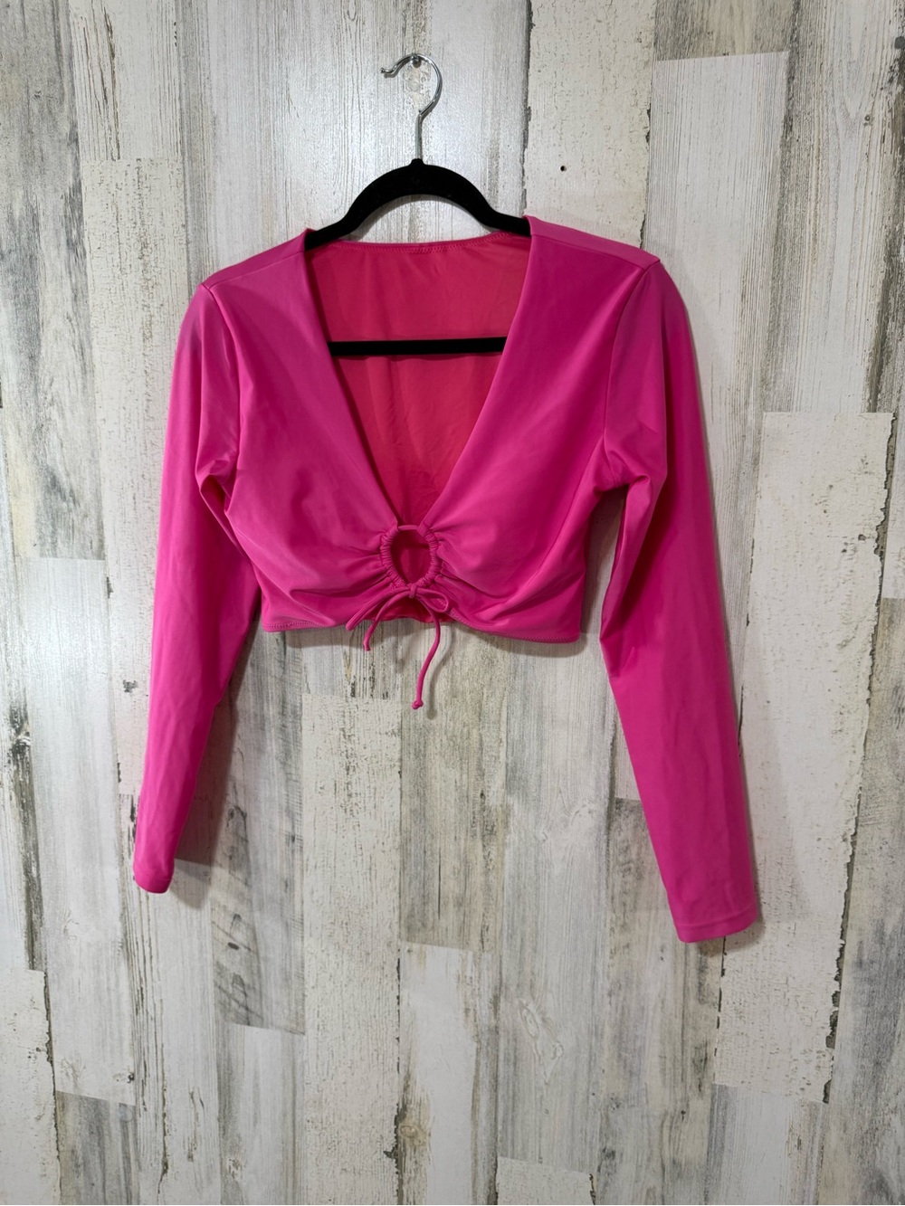 RELLECIGA Hot Pink Long Sleeve Swim Crop Top